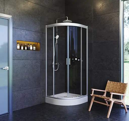 Душевая кабина Am.Pm Gem 80x80 см без поддона хром матовый W90UG-401-080MT, Универсальная, прозрачный, хром матовый - фото 2