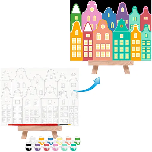 Картина по номерам Rosa Start Яркие домики 15х20 см с мольбертом