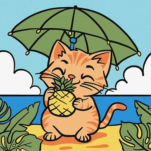 Набір для розпису по номерах для дітей 5+ Котик і ананас, Ideyka, 25x25 см, КНО1243