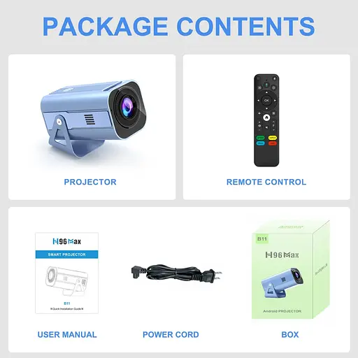 Проєктор H96 max B11 LED LCD HD 200AL 16:9 H716 2G/16G Android 11.0 HDMI Wi-Fi BT сірий - фото 3