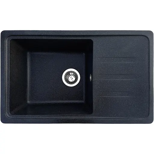 Гранітна кухонна мийка Romzha Trei 71 Antracit (902) з крилом - фото 1