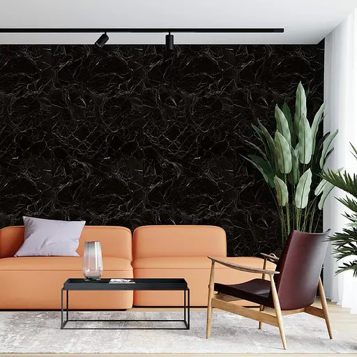 Самоклеящаяся виниловая плитка в рулоне 600х3000х2мм Черный мрамор Глянец SW-00001289 - фото 6