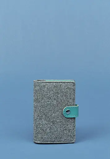 Женская фетровая обложка для паспорта 3.0 с кожаными бирюзовыми вставками - фото 2