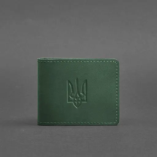 Кожаная обложка для удостоверения с гербом, зеленый Crazy Horse - фото 6