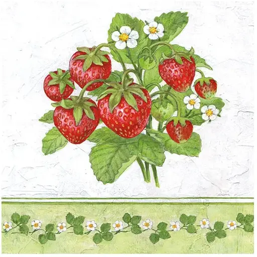 Декуражные салфетки Ambiente Клубника 33х33см 18.5 г/м2 20 шт. - фото 1