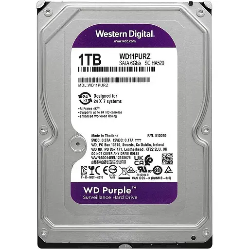 Жорсткий диск 3.5" Western Digital Purple 1 TB SATA 64 MB (Western Digital11PURZ) [141142] - фото 3