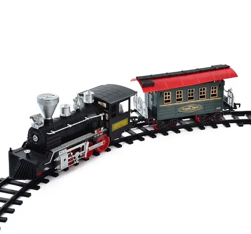 Детская железная дорога MHZ Classic Train со светом, звуком, паромом, длина путей 650 см Черный - фото 3