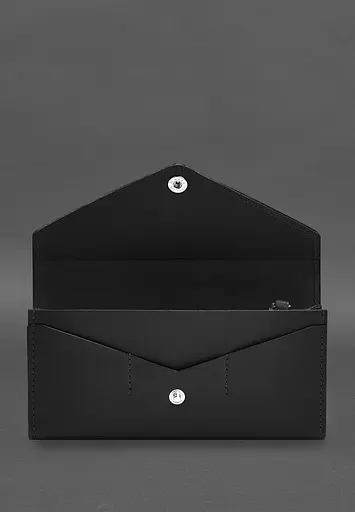 Кожаный клатч (портмоне) на кнопке 5.0 Черный краст - фото 3