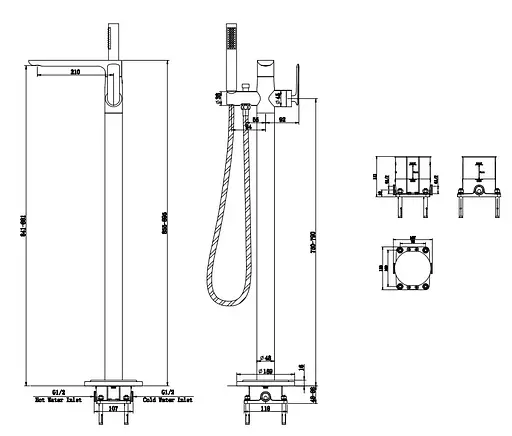 Змішувач для ванни Kohlman Experience gold підлоговий QF1165EGD Золотий - фото 4