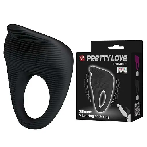 Эрекционное кольцо Pretty Love Thimble Vibrating Cock Ring 6 см черный - фото 8