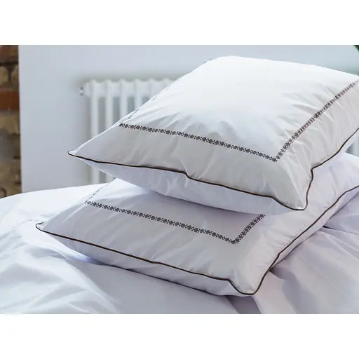 Комплект постільної білизни Ecotton Premium євро перкаль вишивка з кантом кольору капучино (25138) - фото 8