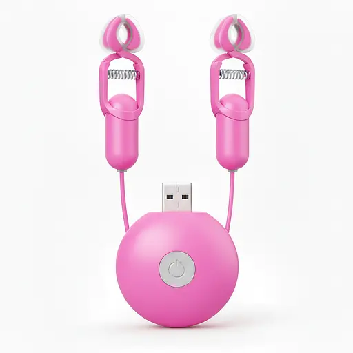 Виброзажимы для сосков GALAKUin 10 режимов вибрации силикон унисекс USB зарядка розовый - фото 1