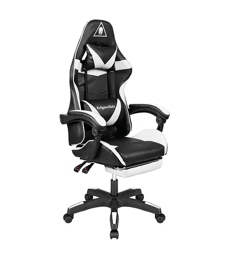 Кресло геймерское Kruger & Matz GX-150 с подставкой для ног Black/White - фото 7