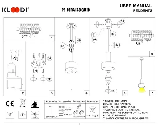 Світильник підвісний KLOODI DECO PE-LORA148 GU10 BK/GD - фото 2