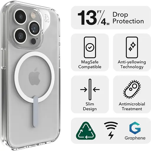 Оригінальний протиударний чохол Gear4 Crystal Palace MagSafe для iPhone 15 Pro (6.1") Прозорий (702312618) - фото 4