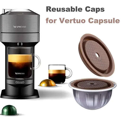 Многоразовая силиконовая крышка (2 шт.) для оригинальной капсулы Nespreso Vertuo Next, Nespresso Vertuoline - фото 3