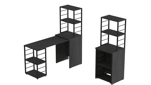 Стіл-тумба трансформер Смарт 3/1 з етажеркою Ferrum-decor 1430x1450x500 Чорний метал ДСП Сосна Кембра 16 мм (FRD-105111) - фото 6