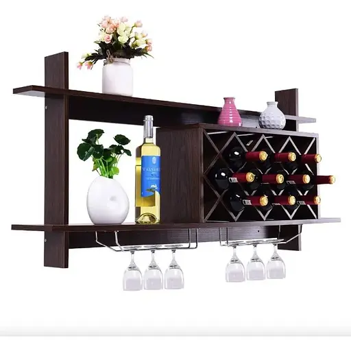 Настінна винна стійка Costway Kasta у стилі Loft - фото 6