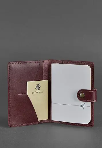 Шкіряна обкладинка для паспорта 3.0 бордова - фото 3