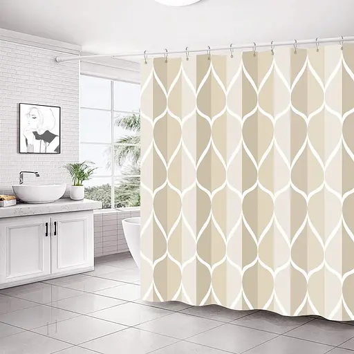 Тканинна шторка-фіранка для ванної Aquarius 180 х 180 см з кільцями - Бежевий градієнт - 100% поліестер - фото 7