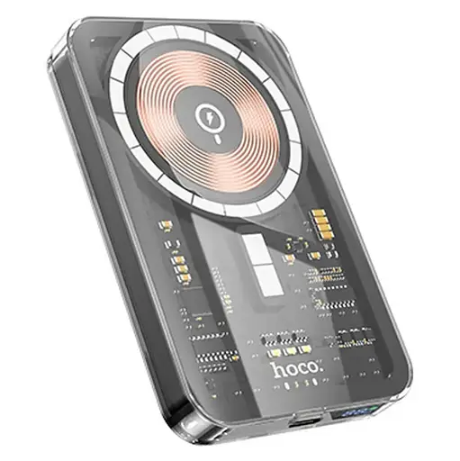 Магнитный беспроводной павер банк Hoco Q14 Ice Crystal magnetic fast charging power bank 5000mah черный - фото 1