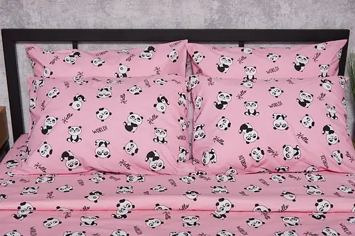 Комплект постільної білизни Moon&Star Бязь Gold Люкс Pandas євро 200х220 наволочки 4х50х70 - фото 2