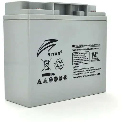 Акумуляторна батарея AGM RITAR HR12-60W, Gray Case, 12V 17.0Ah ( 181 х 77 х 167 (167 ) 4.80 kg Q4