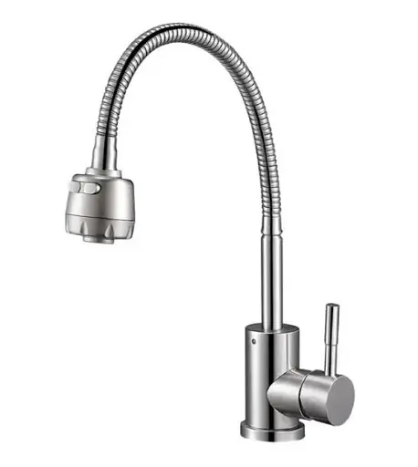 Смеситель для кухни Solone EZA4-A090 с рефлекторным гусьем Нержавеющая сталь 30412 - фото 2