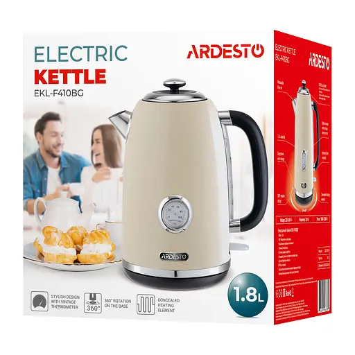 Ardesto Електрочайник EKL-F410BG 1.8 л 2200 Вт strix контроль нерж. сталь індикатор температури бежевий - фото 9