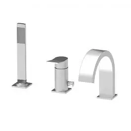 Змішувач на борт ванни Paffoni Tilt з душовим гарнітуром steel TI040ST, Нержавіюча сталь - фото 1