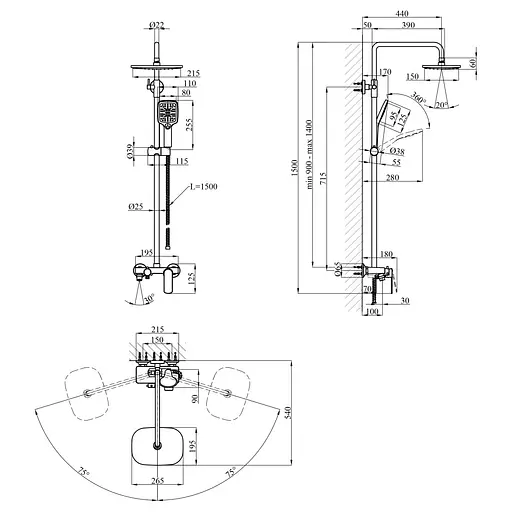 Душевая система Kroner KRP Armada - W063 (CV024315) - фото 16
