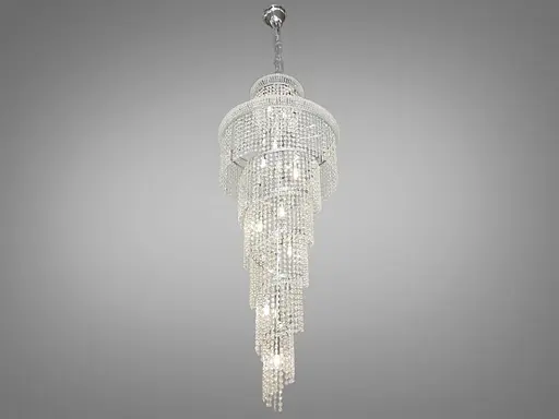 Вражаюча, сучасна каскадна кришталева люстра на 33 лампи, хром - фото 2