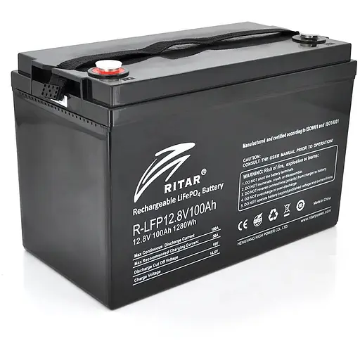 Акумуляторна батарея Ritar LiFePO4 12,8V 100Ah 1280Wh ( 328 x 172 x 215 (220) Q1