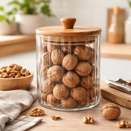 Емкость стеклянная 500 мл для сыпучих продуктов и сухих ингредиентов с бамбуковой крышкой Прозрачный 88259 - фото 1