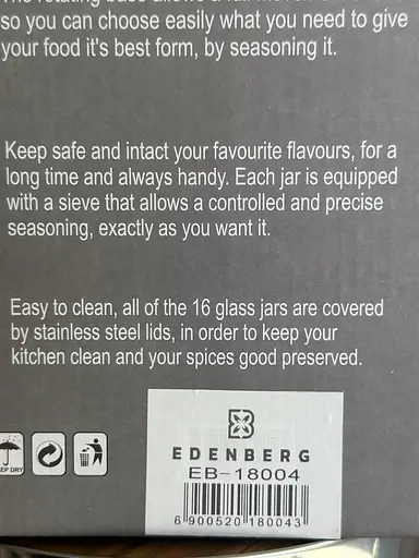 Органайзер набір для спецій на підставці, що обертається, Edenberg EB-18004 16 ємностей для зберігання спецій Сірий - фото 9