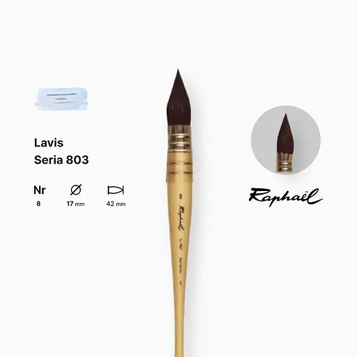 Кисть белка круглая Raphael Lavis, №8, французская вязкая, короткая ручка - фото 2