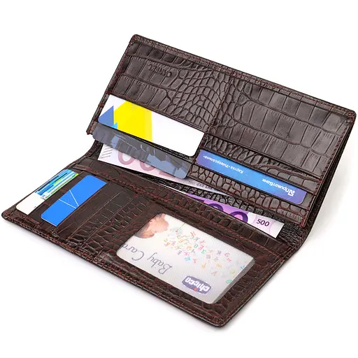 Мужской кожаный кошелек Canpellini 9.2х18.8х1 см acs0025603 - фото 4