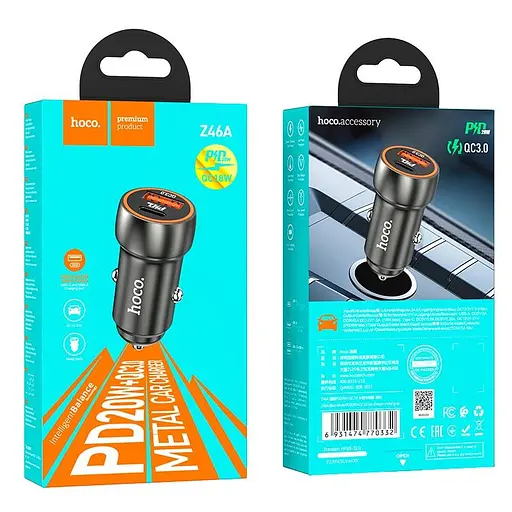 Адаптер автомобильный HOCO Z46A Blue whale car charger авто зу 2 выхода коричневый - фото 6
