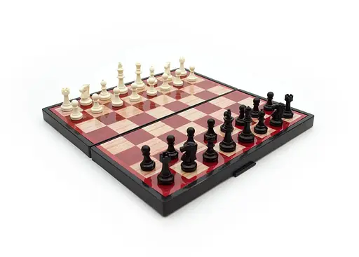 Ігровий набір 3в1 магнітні шахи шашки нарди METR+ 9831N подарунковий набір в коробці Червоний/Чорний - фото 6