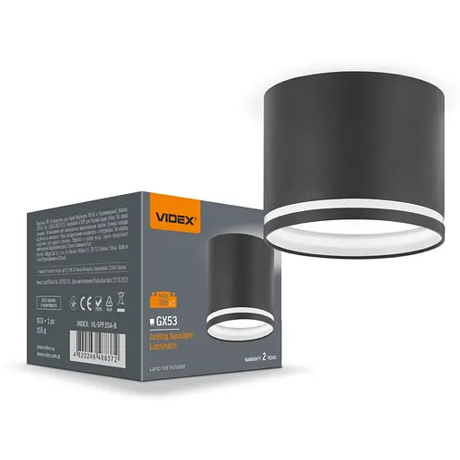 Світильник Videx під лампу GX53 накладний Чорний Ø8.1х6.5 см Line F Арт. VL-SPF35A-B - фото 1