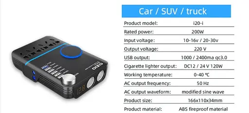 Универсальный автомобильный инвертор OZiO 12V в 220V 200w преобразователь - фото 5