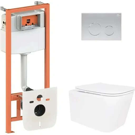 Набір Q-tap Nest 4 в 1 підвісний унітаз Crow Ultra Quiet 520x360x290 + комплект інсталяції QT05335172W48190 - фото 1