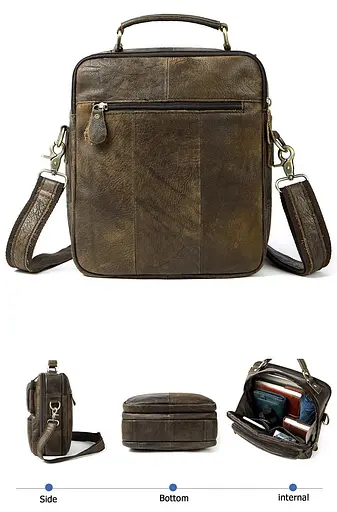 Сумка з ефектами старовини чоловіча Vintage 23х27х7,5 см sum0028950 - фото 3