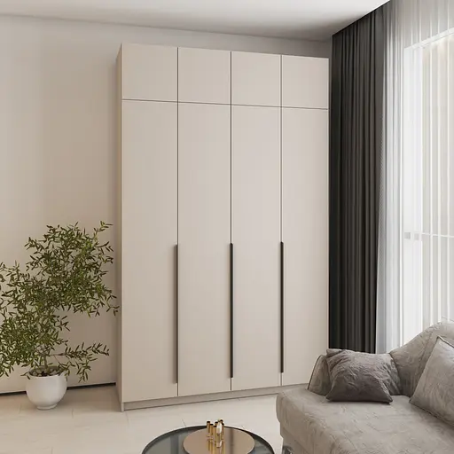 Шафа 4-дверна з антресоллю MebelStar Оскар ДСП BL-B, додаткова штанга 160x52x260 см Кашемір (MBS-5005) - фото 1