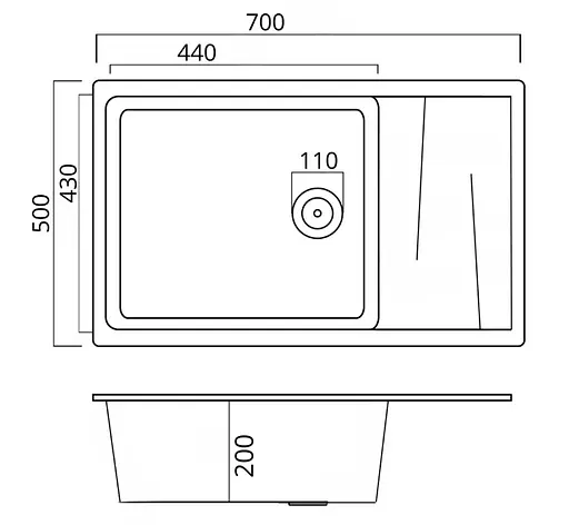 Кухонная мойка Platinum 7050 CASCADA топаз (SP000042106) - фото 7