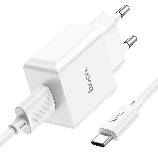 Блок живлення мережевий Hoco C106A Leisure + Type-C single port charger 1USB 10.5W білий - фото 3