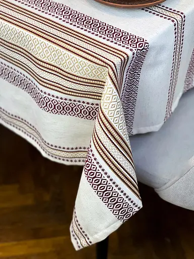 Лляна скатертина різдвяна з українським орнаментом Промінь 150х100 см - фото 9