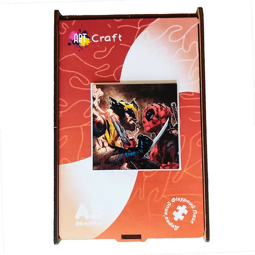 Фігурний пазл з дерева "Дедпул і Росомаха" PZ002-A3W-AC 180-250 деталей, А3 з мішечком і стрічкою - фото 2