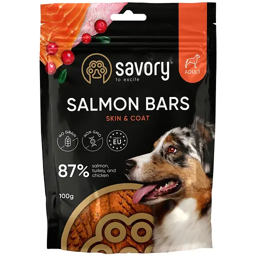 Ласощі для собак Джерки Savory Salmon Bars батончики з лососем 100 г