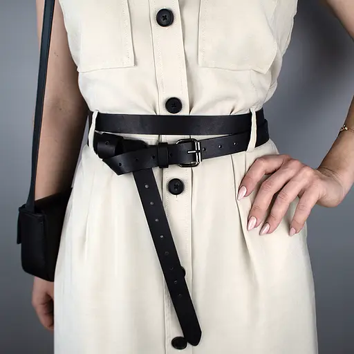 Ремінь жіночий шкіряний у два обороти SF-2501 чорний (180-250 см) - фото 7